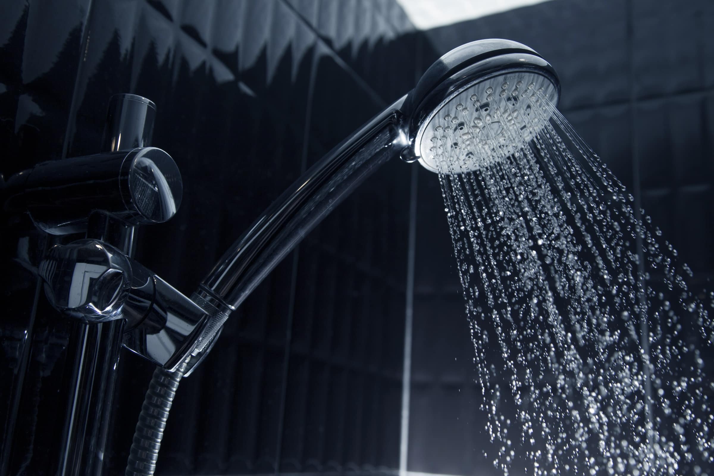 Hot water coming from shower head